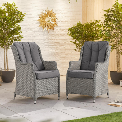 Thalia 6 Seat Rattan Dining Set - Oval Table in White Wash