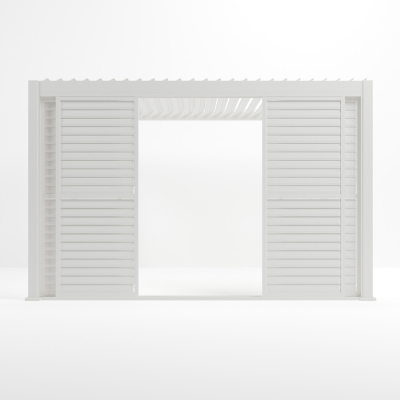 Titan Aluminium Shuttered Louvre Sliding Door System - 4.0m in Chalk White