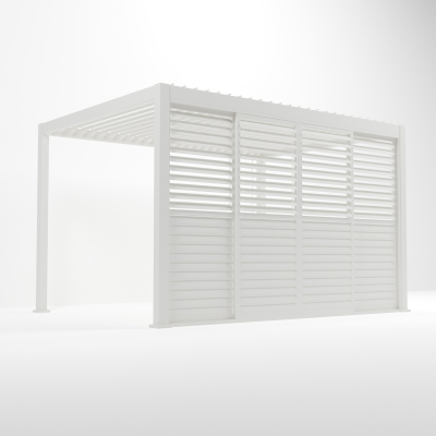 Titan Aluminium Shuttered Louvre Sliding Door System - 4.0m in Chalk White