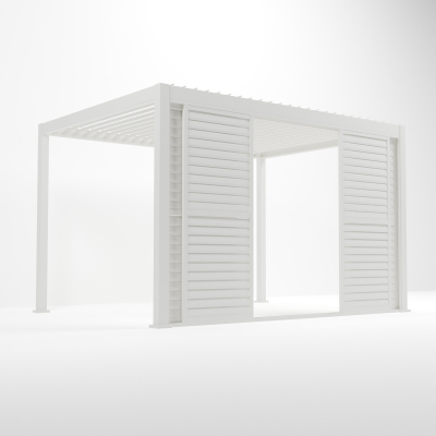 Titan Aluminium Shuttered Louvre Sliding Door System - 4.0m in Chalk White