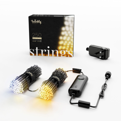 Twinkly 250 LEDs Christmas String Lights with Black Cable in Amber & White
