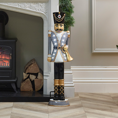 3ft Norbert Christmas Nutcracker Figure in Winter Grey