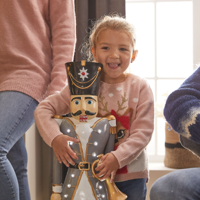 3ft Norbert Christmas Nutcracker Figure in Winter Grey