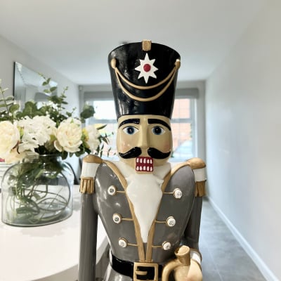3ft Norbert Christmas Nutcracker Figure in Winter Grey