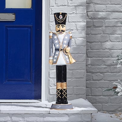 3ft Norbert Christmas Nutcracker Figure in Winter Grey