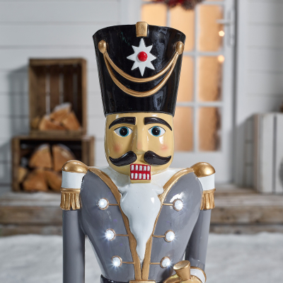 3ft Norbert Christmas Nutcracker Figure in Winter Grey