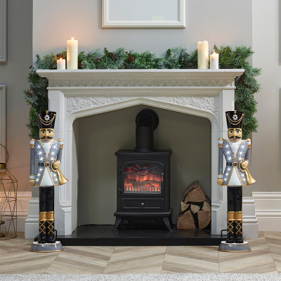 3ft Norbert Christmas Nutcracker Figure in Winter Grey