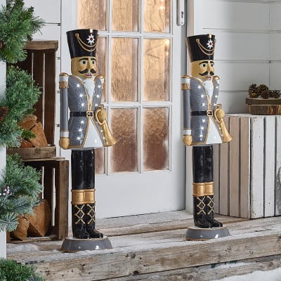 3ft Norbert Christmas Nutcracker Figure in Winter Grey