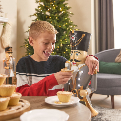 3ft Norbert Christmas Nutcracker Figure in Winter Grey