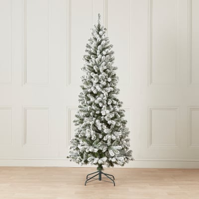 6ft Slim Balsam Fir Green Snowy Christmas Tree (180cm)