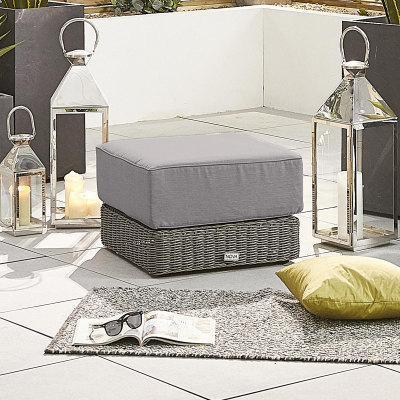Luxor Rattan Lounging Footstool in Slate Grey