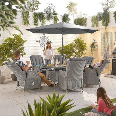 Carolina 6 Seat Rattan Dining Set - Oval Table in White Wash