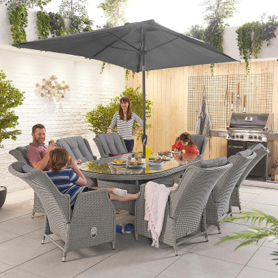 Carolina 8 Seat Rattan Dining Set - Oval Table in White Wash
