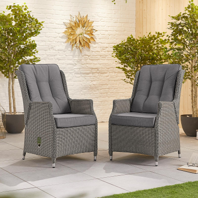 Carolina 6 Seat Rattan Dining Set - Oval Gas Fire Pit Table in Slate Grey