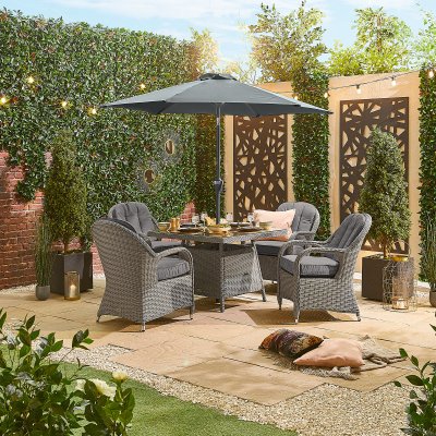 Leeanna 4 Seat Rattan Dining Set - Square Table in White Wash