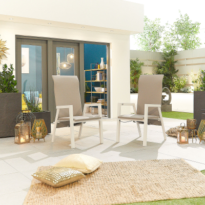 Venice 6 Seat Aluminium Dining Set - Rectangular Table in Chalk White