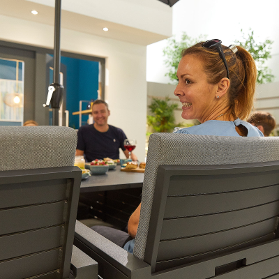 Adria 6 Seat Aluminium Cube Dining Set with 6 Stools - Rectangular Table in Graphite Grey
