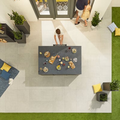 Adria 6 Seat Aluminium Cube Dining Set with 6 Stools - Rectangular Table in Graphite Grey
