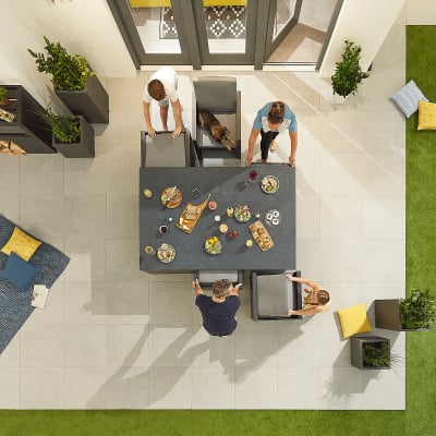 Adria 6 Seat Aluminium Cube Dining Set with 6 Stools - Rectangular Table in Graphite Grey