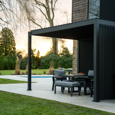 Legacy Aluminium Metal Pergola in Graphite Grey - 3.6m x 3.0m Free Standing