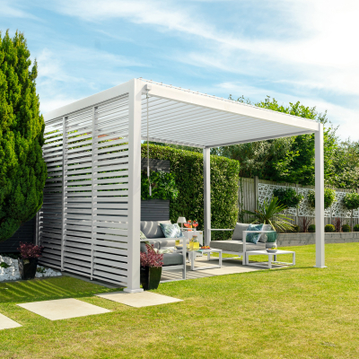 Legacy Aluminium Metal Pergola in Chalk White - 3.6m x 3.0m Free Standing