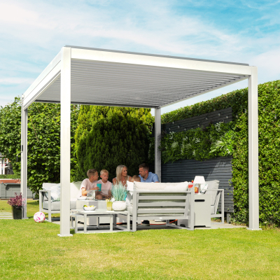 Legacy Aluminium Metal Pergola in Chalk White - 3.6m x 3.0m Free Standing