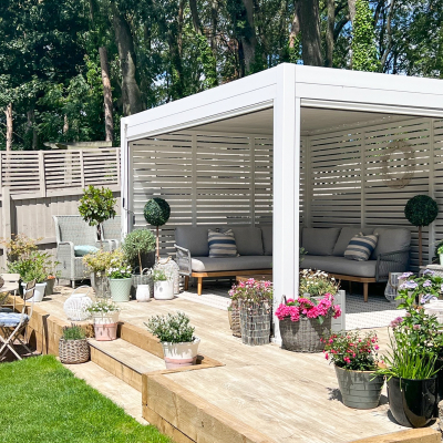 Legacy Aluminium Metal Pergola in Chalk White - 4.0m x 3.0m Free Standing
