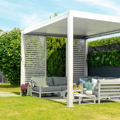 Legacy Aluminium Metal Pergola in Chalk White - 4.0m x 3.0m Free Standing