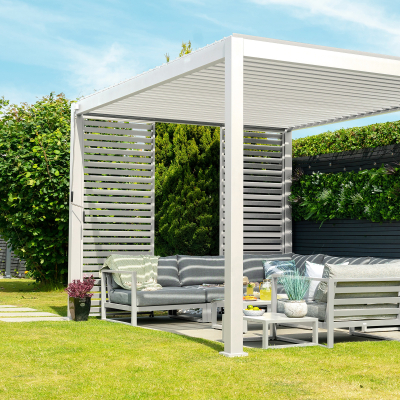 Legacy Aluminium Metal Pergola in Chalk White - 4.0m x 3.0m Free Standing