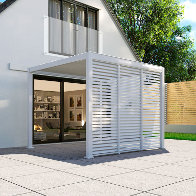 Titan Aluminium Louvre Side Panel - 1.3m x Single Panel in Chalk White