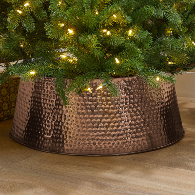 60cm Round Metal Tree Skirt in Rose Gold