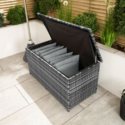 Medium Rattan Storage Box in Grey Rattan