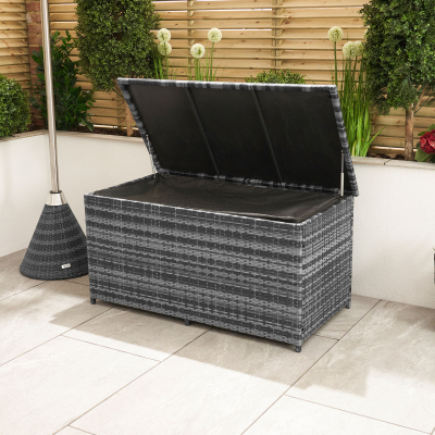 Medium Rattan Storage Box in Grey Rattan