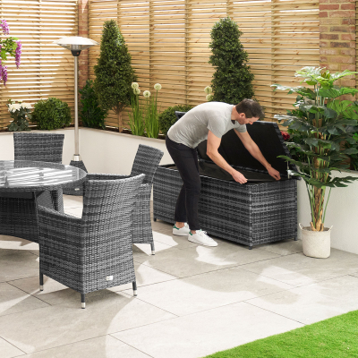 Medium Rattan Storage Box in Grey Rattan