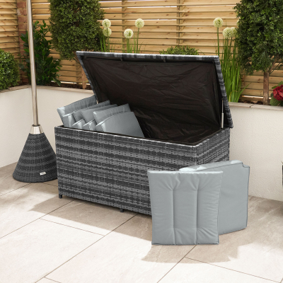 Medium Rattan Storage Box in Grey Rattan