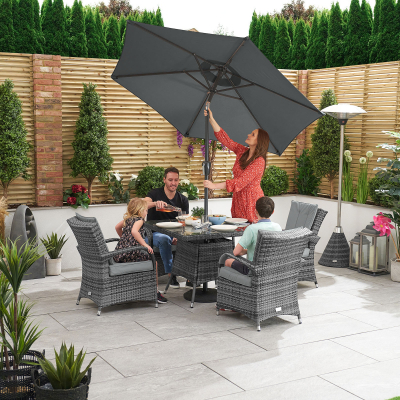 Olivia 4 Seat Rattan Dining Set - Square Table in Grey Rattan