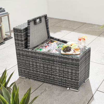Kensington Rattan Ice Bucket Side Table in Grey Rattan