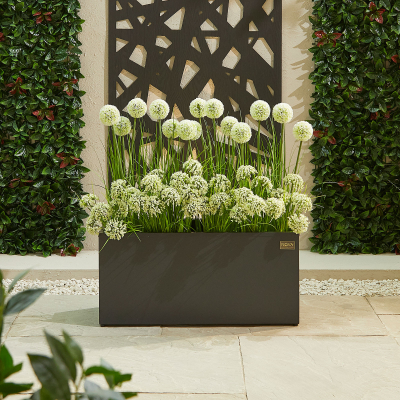 Medium Rectangular Aluminium Planter in Graphite Grey - Single Piece