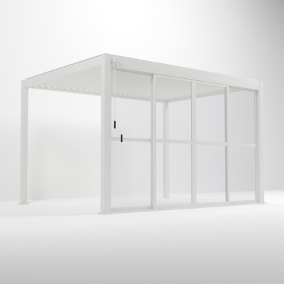 Titan Transparent French Sliding Door System - 4.0m in Chalk White