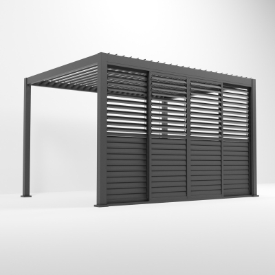 Titan Aluminium Shuttered Louvre Sliding Door System - 4.0m in Graphite Grey