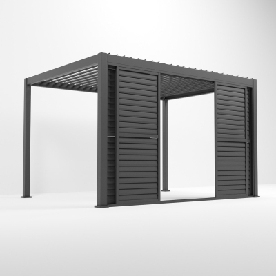 Titan Aluminium Shuttered Louvre Sliding Door System - 4.0m in Graphite Grey