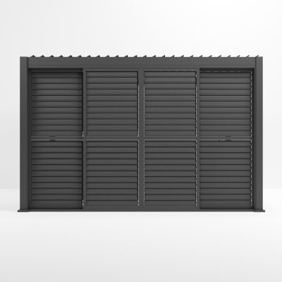 Titan Aluminium Shuttered Louvre Sliding Door System - 4.0m in Graphite Grey