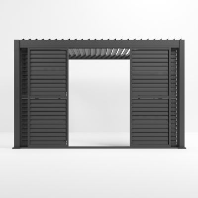 Titan Aluminium Shuttered Louvre Sliding Door System - 4.0m in Graphite Grey