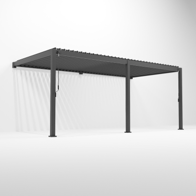 Legacy Aluminium Metal Pergola in Graphite Grey - 6.0m x 3.0m Wall Mounted