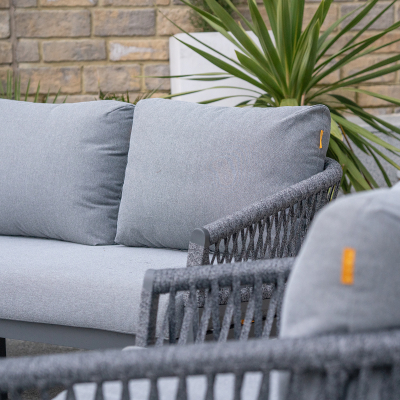 Maisie Rope Aluminium 3 Seat Sofa Lounging Set in Smoked Grey