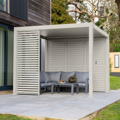 Legacy Aluminium Louvre Side Panel - 1.33m x Single Panel in Pebble