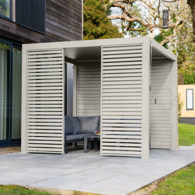 Legacy Aluminium Louvre Side Panel - 1.33m x Single Panel in Pebble