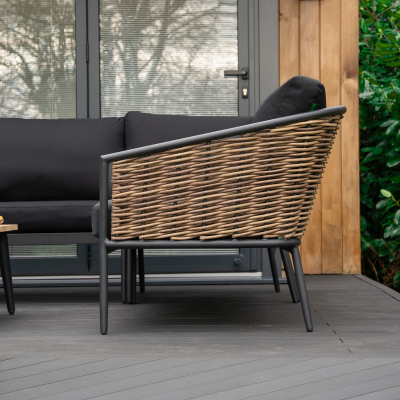 Cane Rattan Aluminium Corner Sofa Lounging Set in Palomino Brown