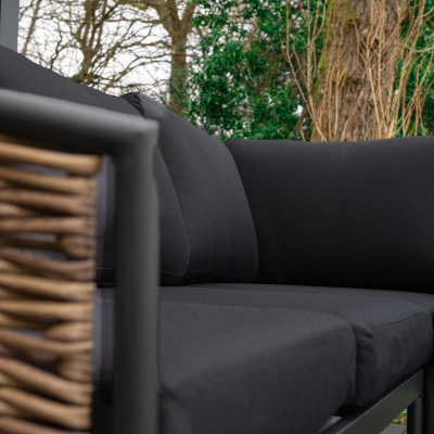 Cane Rattan Aluminium Corner Sofa Lounging Set in Palomino Brown