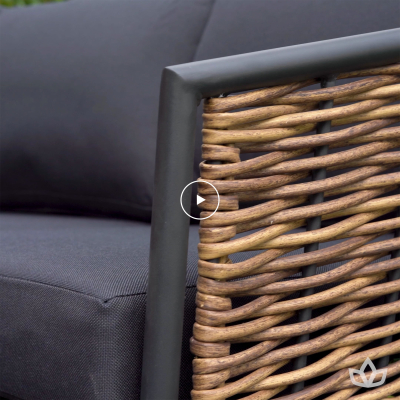 Cane Rattan Aluminium Corner Sofa Lounging Set in Palomino Brown